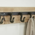 thumbnail image 5 of DecMode Wood Industrial Wall Black/Brown Hook Rack 24"W x 6"H with Wooden Panel Board, 5 of 14