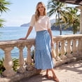 thumbnail image 2 of Enmain Flowy Maxi Skirt for Women Floral Pleated High Waist Drawstring Tiered Skirts with Pockets, 2 of 9