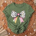 thumbnail image 4 of Camiseta de Cuello Redondo de Manga Corta de la Mujer, Top de Moda para Invierno Y Primavera Impresa de Navidad Casual 3/4, 4 of 7