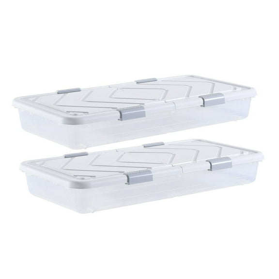 Under Bed Storage Containers with Wheels 31.7x15.6x6.9 Inch, 4 Pack