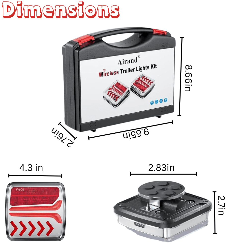 Magnetic Wireless Trailer Lights Kit for Towing Trucks, Rechargeable LED Tow Lights, Waterproof Portable Tail Lights for Truck RV Camper Boat, Brake Turn Signal Running