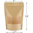 thumbnail image 2 of 150-Piece 4.7 x 7.8-Inch Kraft Paper Bags with Resealable Closure Zipper and Clear Window, Self-Standing Grocery Bags, 2 of 5
