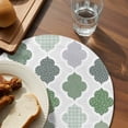 thumbnail image 3 of Green Geometric Round 15 Inch Placemats Set of 8, Vintage Moroccan Rhombic Bohemia Gray HeatResistant Non Slip Place Mats for Dining Table, Wipeable Braided Kitchen Table Mats for Housewarming, 3 of 9