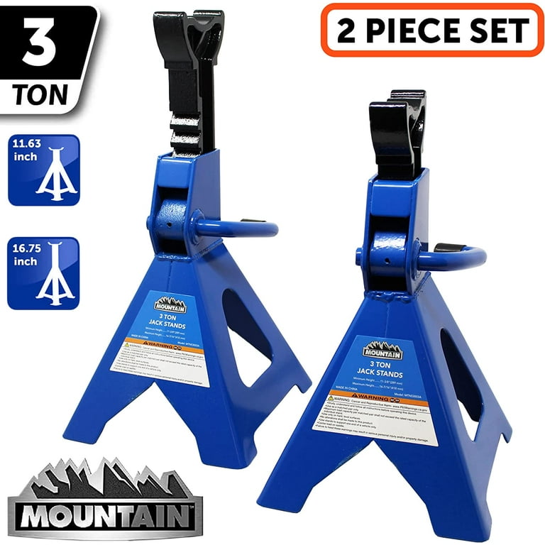 Mountain Heavy Duty 3-Ton Car Auto Ratcheting Jack Stands