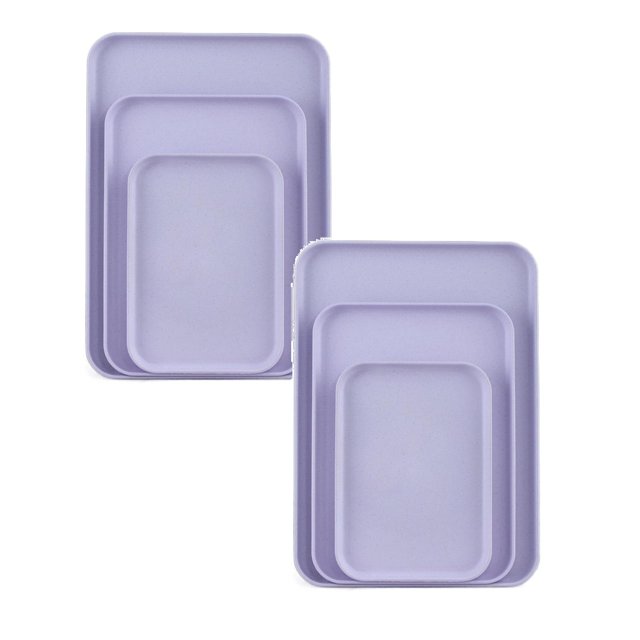 Oleegame 2PC Picnic Trays For Food Birch Multi Use Large Capacity Serving Tray Plastic Practical Food Grade Storage Tray For Home Anti Deformed Shockproof A