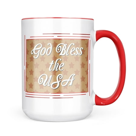 

Christmas Cookie Tin God Bless the USA Fourth of July Kraft Stars Mug gift for Coffee Tea lovers