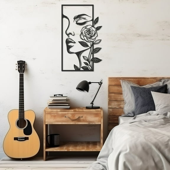 LaModaHome Exclusive Woman Face And Rose Metal Wall Art – Durable & Artistic Metal Wall Art for Home and Office Decor, Perfect for Any Interior Design Aesthetic