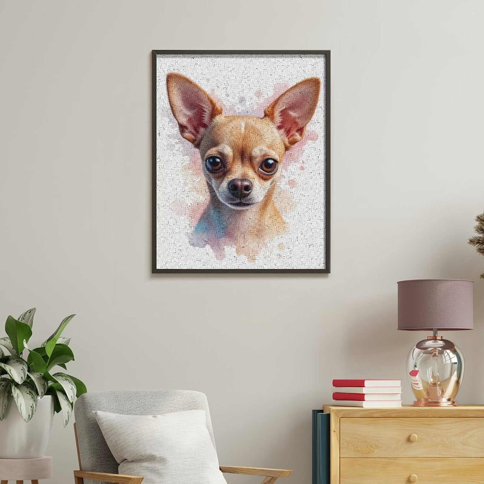 Paint by Numbers Kit for Adults, Cute Chihuahua Portrait Art Paint by Numbers, Easy Paint by Numbers Kit for Adults Beginner, DIY Adult Paint by Number Kits on Canvas, Home Decor