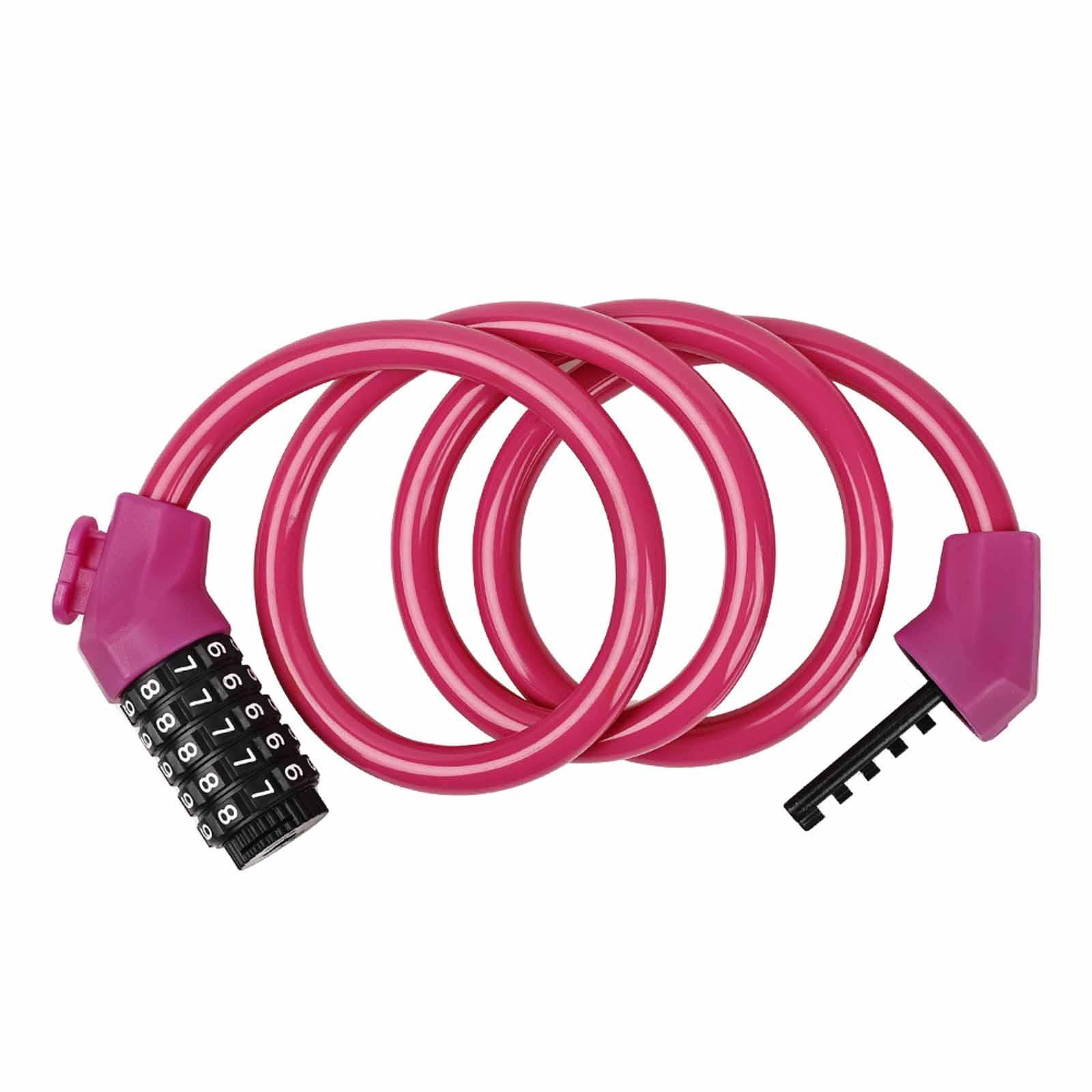 Bike Lock Cable Bike Cable Lock Durable Steel Combination Bike Lock Combination Lock for Security Outdoor Pink Single Pack