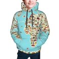 thumbnail image 5 of Kll Unisex Kids Boys Girls Hooded Pocket Pullover Hoodies-World Travel Line Icons Map, 5 of 9