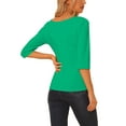 thumbnail image 3 of INSPIRE CHIC Women's Tops Elbow Sleeves Boat Neck Slim Fit Casual Tee Shirts Green XS, 3 of 6