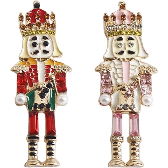 2Pcs/Set Cartoon Nutcracker Soldier Brooch Pin Vintage Decorative Pin Cartoon Brooch Pin Fashion Coat Brooch Lapel for Clothing