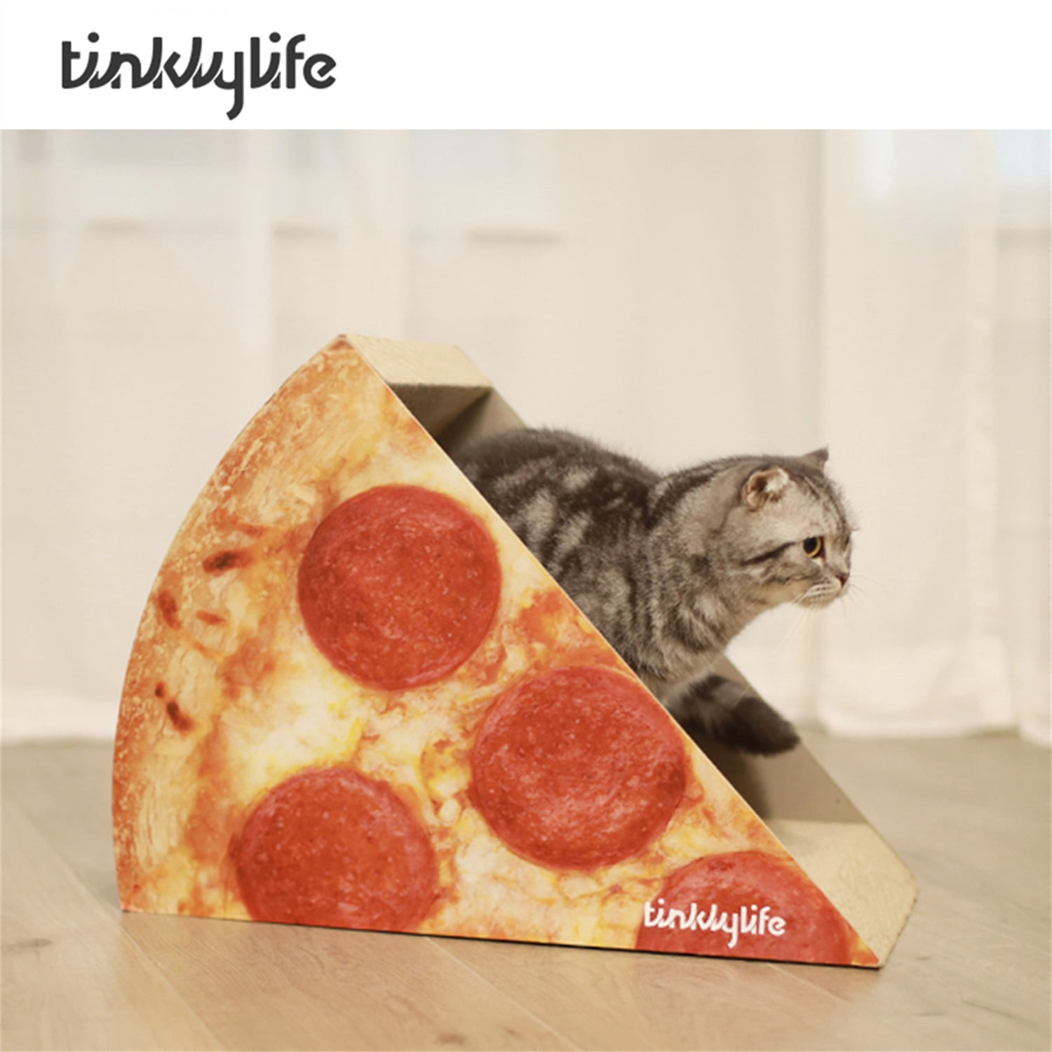 Pefilos 21" Cat Scratcher Pad Cardboard Bed, Pizza Shape Cat Scratching House, Beige Pefilos 21" Cat Scratcher Pad Cardboard Bed, Pizza Shape Cat Scratching House, Beige