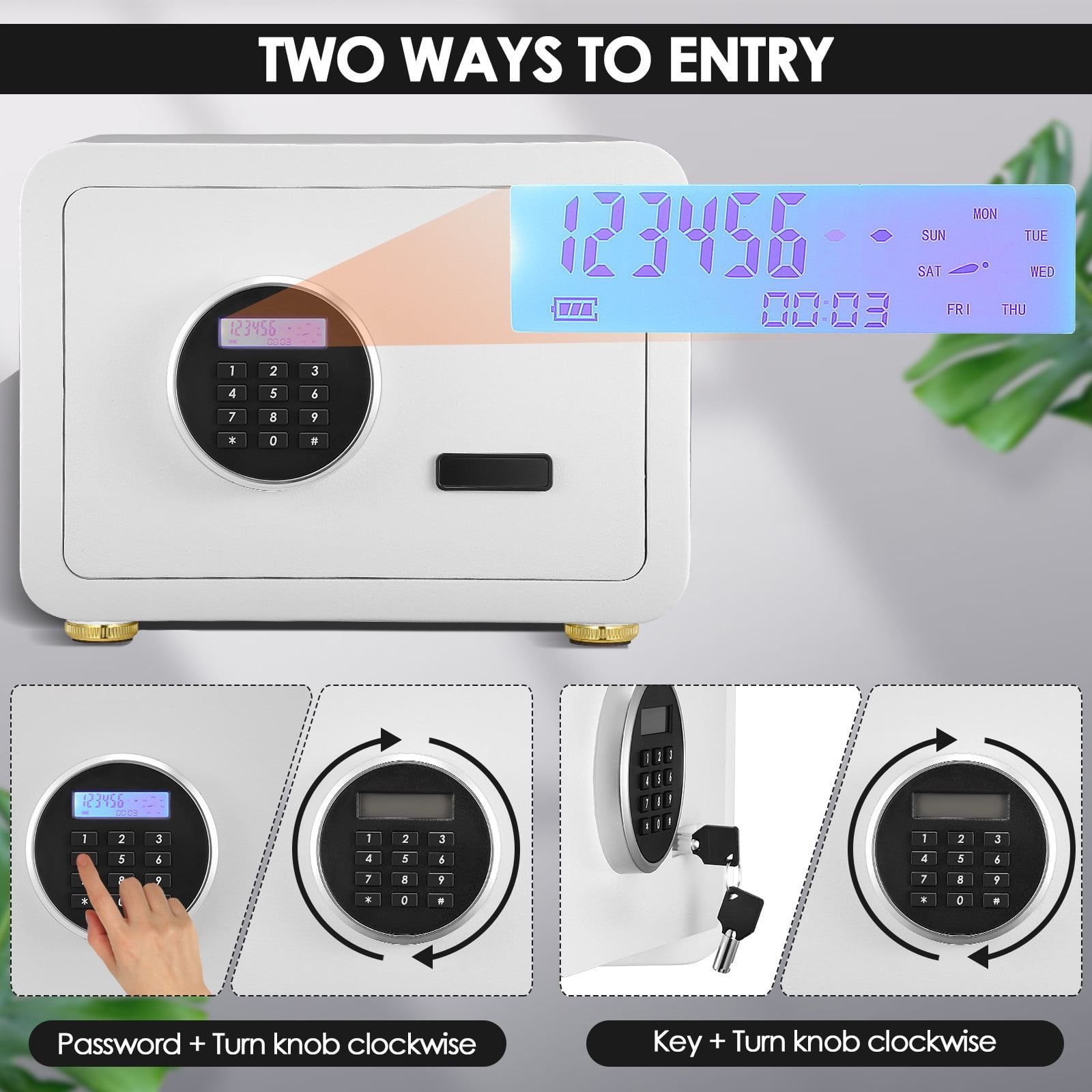 SRWTRCHRY 0.7 Cu. ft. Safe Box, Keys & Digital Keypad Lock, Home Safe for Money, Wall Mountable, Black A9045
