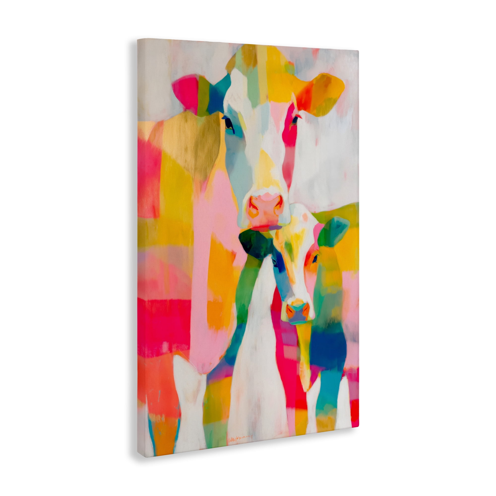 Stupell Industries Cow Family in Cubist Abstract Canvas Wall Art, design by Chromatic Storm Studio