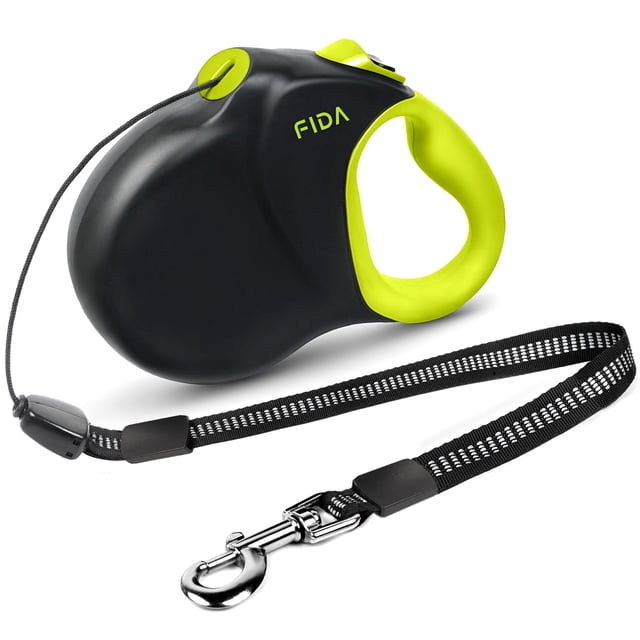 Correa retráctil para perros Fida Upgraded de 9 m para 50 kg, color amarillo neón
