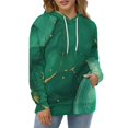 thumbnail image 4 of Emerald Gold Marble Print Men's Women Vintage 3D Hooded Sweatshirt - All-Season Loose Fit Streetwear, 4 of 6