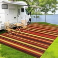 thumbnail image 3 of Garvee 9x12ft Waterproof Outdoor Rugs Modern Striped Area Rug for Patio, Reversible UV-Resistant Plastic Straw Rugs Outdoor Camping Carpet for Porch Deck Backyard Balcony, Blue, 3 of 6