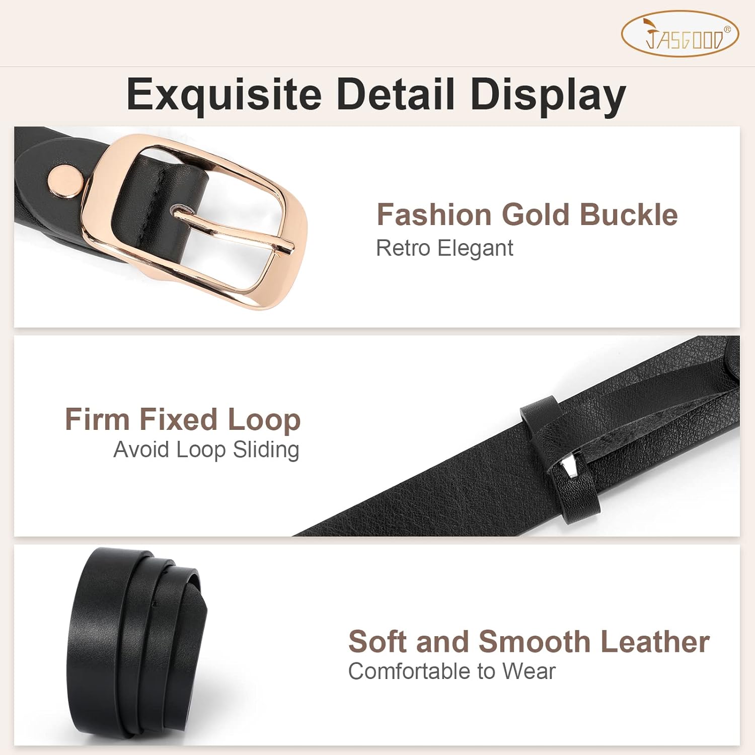 2 Pack Women Leather Belt, Fashion Ladies Belt with Pin  display picture 2