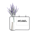 thumbnail image 1 of Special Handwriting English Name MICHAEL Artificial Lavender Flower Vase Bottle Card, 1 of 2