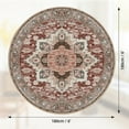thumbnail image 6 of 6'x6' Round Area Rugs, Machine Washable Non Slip Area Rug for Living Room, Soft Low Pile Vintage Print Pattern Indoor Bedroom Thin Carpet, Burgundy, 6 of 6