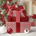 thumbnail image 5 of Reversible Geometric Wrapping Paper, 17 Inch x 33 Feet (47 sq.ft) Greek Key Pattern and Solid Red Design for Christmas, Holiday, Season Party Celebration, 5 of 7