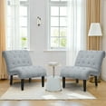 thumbnail image 3 of Gymax Set of 2 Armless Accent Chair Upholstered Tufted Lounge Chair Light Grey, 3 of 10