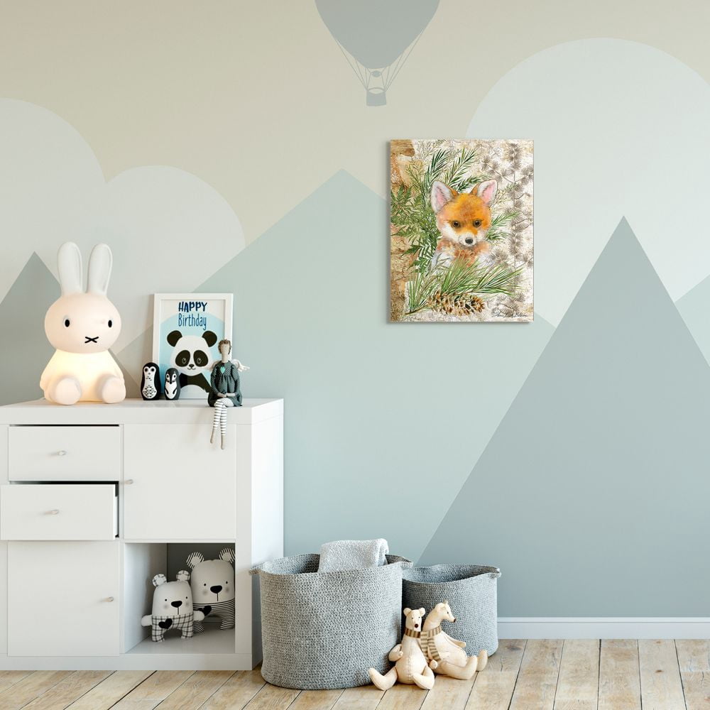 Stupell Industries Nursery Red Fox Forest Animal Children's Illustration Canvas Wall Art Design by Sherri Buck Baldwin, 16" x 20"