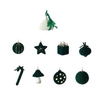 Cheapark Flocked Dark Green Christmas Balls - Hanging Ornaments For Xmas Tree, Festive Decor For Home Holiday Setup