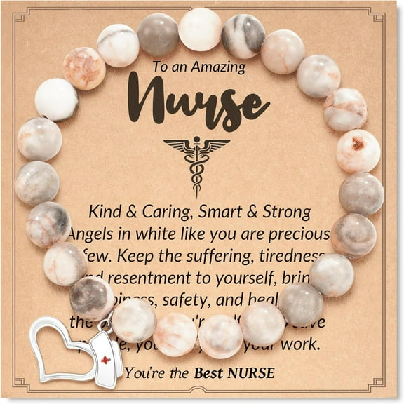 Nurse Gifts for Women, Natural Stone Nurse Bracelet, Nursing Student GIft, Nurse Practitioner Graduation Gifts for Her