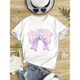 thumbnail image 1 of Adorable Bow Print Cotton T-Shirt for Girls - Comfy Short Sleeve, Crew Neck Top for Spring/Summer, 1 of 6