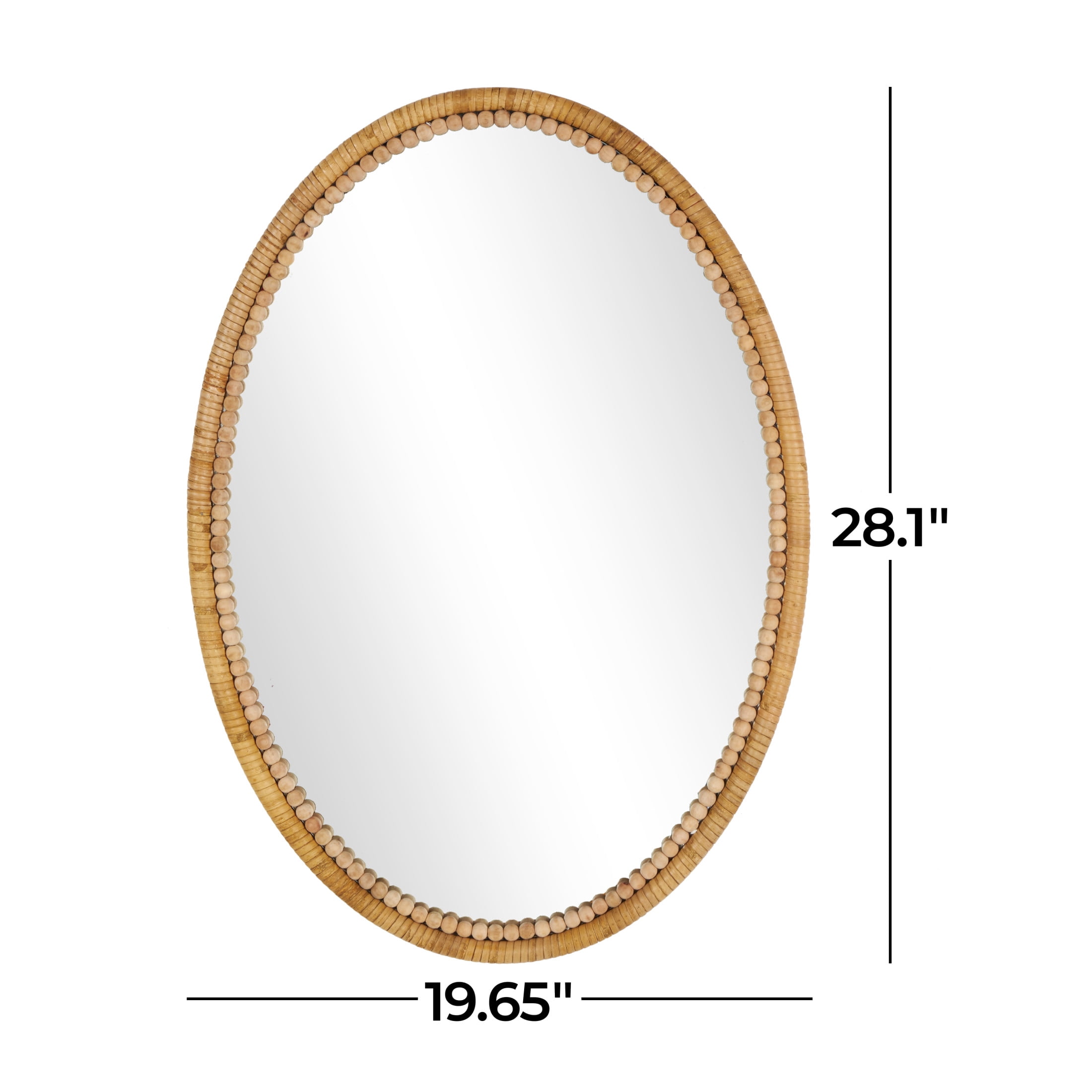 DecMode 20" x 28" Brown Wrapped Wall Mirror with Beaded Frame