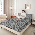 thumbnail image 3 of jejeloiu Modern Damask King Sheets For Men Women,Classic Pattern Bedding,Black Gray,4pcs,1 Flat Sheet, 1 Fitted Sheet and 2 Pillowcases, 3 of 6