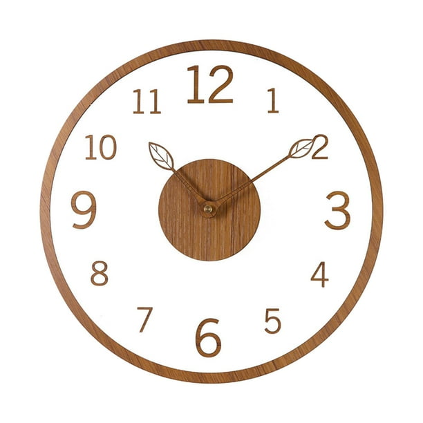 Reloj de pared moderno, relojes decorativos para paredes, reloj de pared analógico de madera, transparente color teca