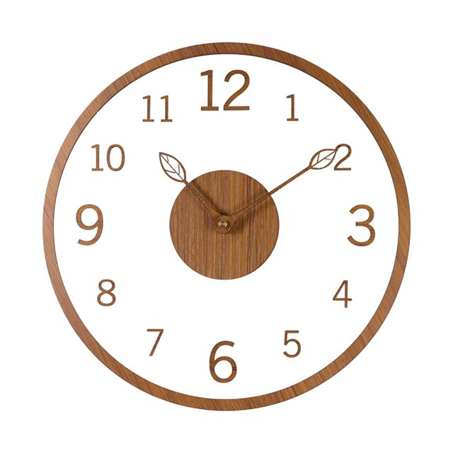 Reloj de pared moderno, reloj colgante de pared, relojes decorativos minimalistas de madera de 12 pulgadas color teca