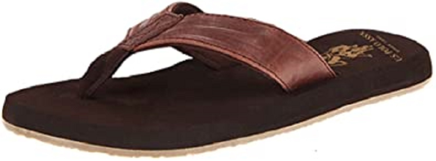 U.S. Polo Assn. Adult Men Premium Brown Leatherette Water Friendly Sandal Flip Flop Thong (Size Small) - image 2 of 3