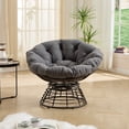 thumbnail image 2 of CQSXDA Ergonomic Indoor Outdoor Rattan Papasan Chair with 360° Swivel, Thick Cushion and Brown Frame for for Home and Garden, Grey, 2 of 15