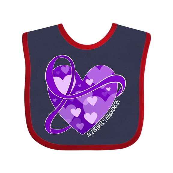 Inktastic Alzheimers Awareness Purple Ribbon Around Heart Boys or Girls Baby Bib