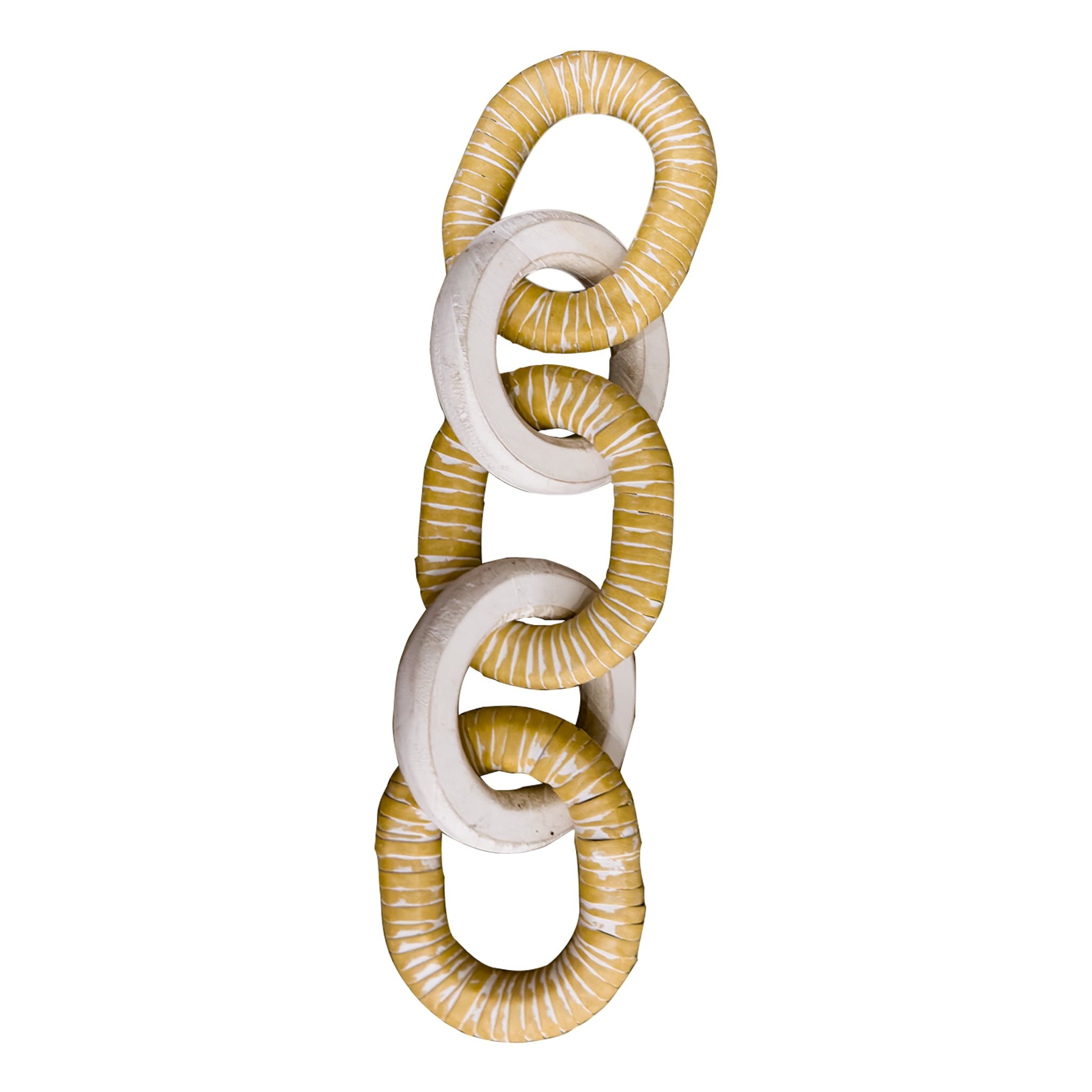 Parisloft Wood Chain Link Decor, Hand Carved 5Link Wood Knot Decor