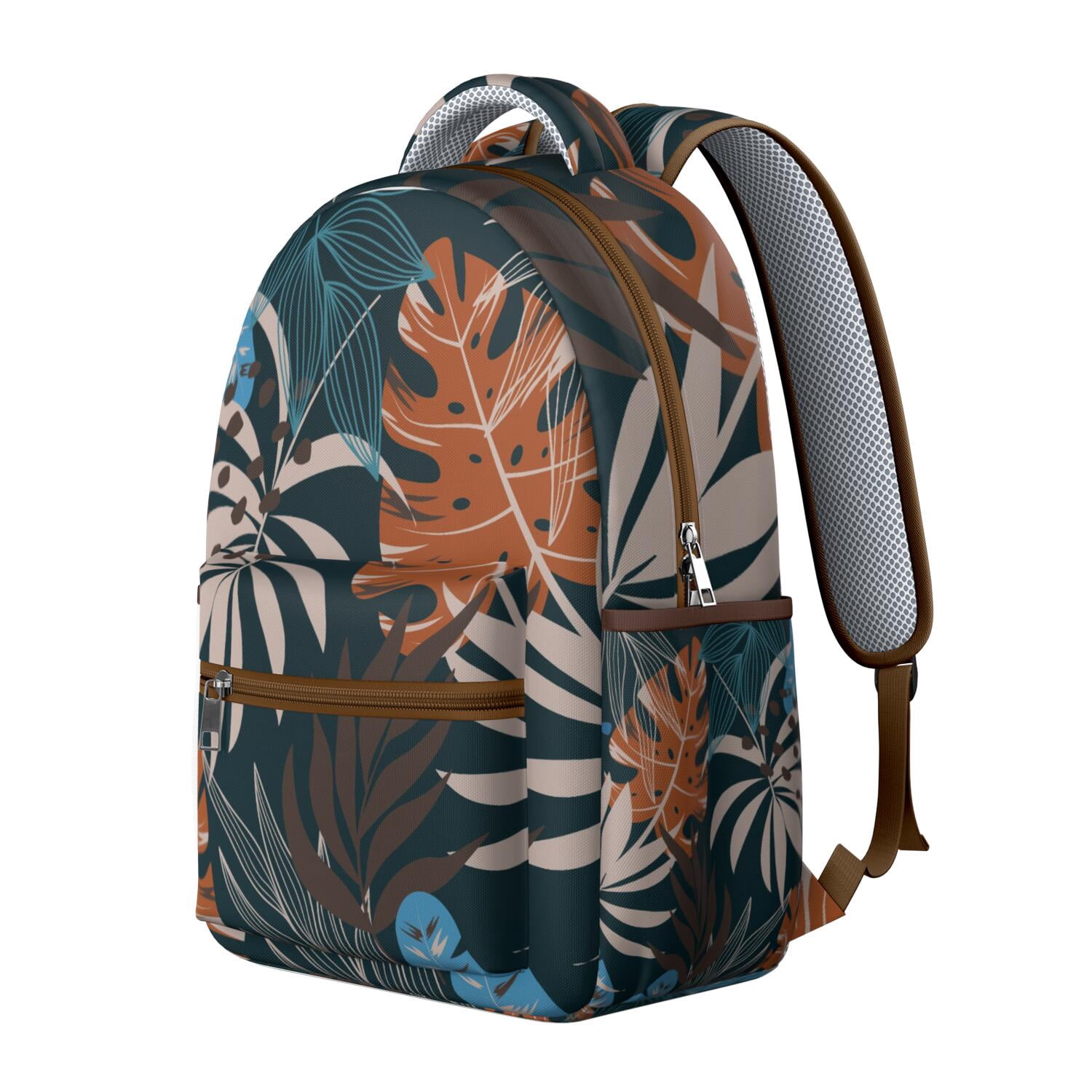 Botanical Jungle Leaves Waterproof School Backpack, Breathable Comfort & Spinal Support Design for Students