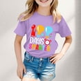 thumbnail image 2 of FhsagQ Mode Décontractée Imprimée pour Garçon et Fille, Col Rond, Manches Courtes, T-Shirt Ample, Taille 10-12 pour la Plage, Violet, 10-11 Ans, 2 of 4