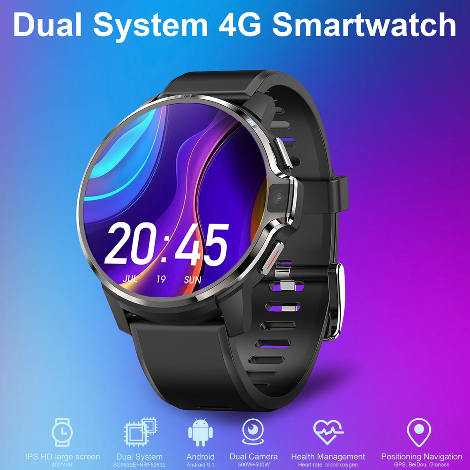 Tomshoo DM30 4G Smart Watch Sports Bracelet WiFi BT Smartwatch Touch Screen  Android 9.1 Support Nano SIM Card Phone Call Dual 5MP Camera Heart Rate  Monitor Face Recognition | Walmart Canada