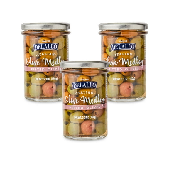 DeLallo Italian Pitted Olive Medley, 5.3 oz Jar, (3 Pack)