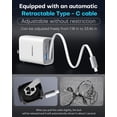 thumbnail image 2 of Topadre 65W GaN Charger with Built-in 3.5ft Retractable Cable, 3-Port PD Fast Charging Compatible with iPhone/Samsung Series -White, 2 of 7