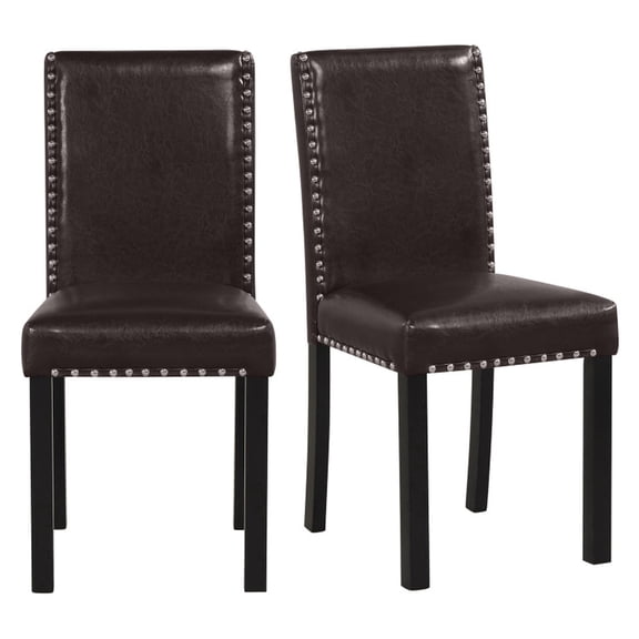Furnibear Dining Chairs Set of 4 Soft Padded Leather Seat Brown Parsons Chairs Side Chairs for Home Dining Room and Kitchen Use Comfortable Modern Sturdy Wooden