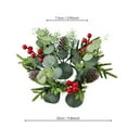 thumbnail image 4 of Christmas Candle Holder Wreath Set 3 Inch Center Pine Cone and Red Berry Decorative Ring Holiday Table Centerpiece with Artificial Greenery for Candle Holders, 4 of 6