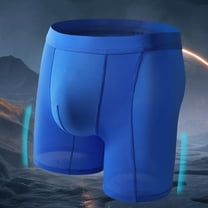 Mens Long Leg Underwear Boxer Briefs Casual Lightweight Solid Breathable Mid Waisted Stretchy Slim-Fit Loungewear Athletic Workout Running Boxers