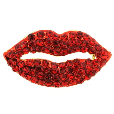- Ruby Red Crystal Lip Pin Brooch