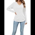 thumbnail image 3 of Camisas de Larga para Mujer, Cuello en V, Blusas Casuales, Sueltas, Elegantes, Básicas, Moda de Otoño, Conjuntos de Moda, Ropa de Invierno M, 3 of 8
