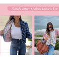 thumbnail image 5 of Women's Quilted Jacket Lightweight Floral Print Cropped Puffer Coat Short Padded Open Front Winter Outwear, 5 of 6